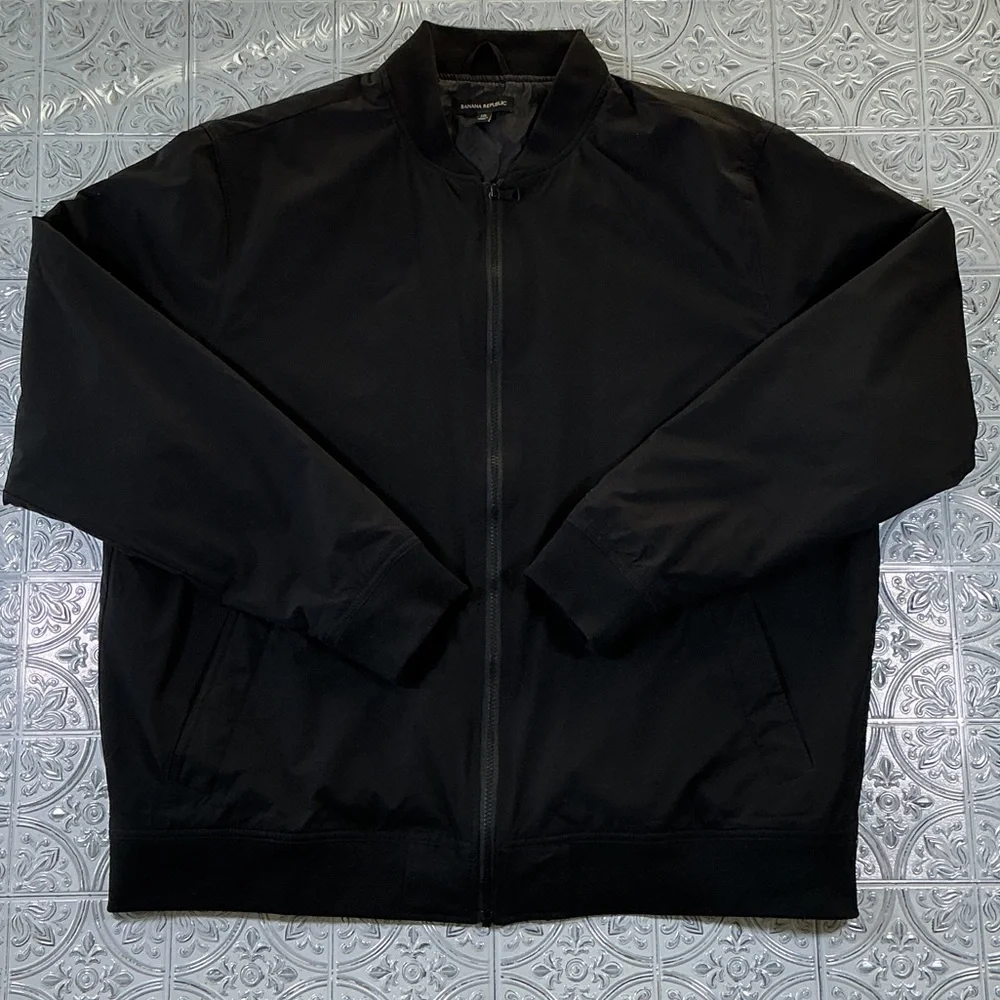 Banana Republic Men Black Full Zip Bomber Jacket Coat XXL Casual Minimalist Out